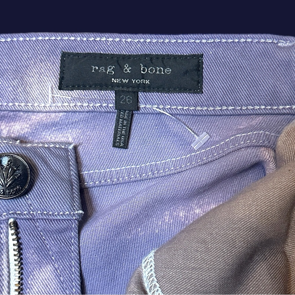 NWT Org Rag&Bone White Cigarette Jeans Now In Lilac Splash,Green Floral. Size 26 - Picture 12 of 15